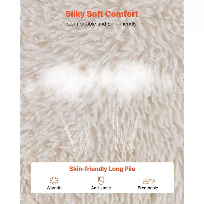 Poltrona Sacco con Braccioli in Peluche Finto Pelo e Imbottitura in Schiuma ad Alta Densità Beige