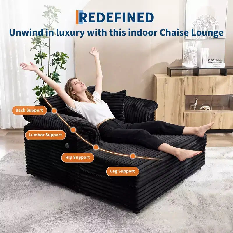 Sedia a Sdraio Oversize da Interno, Comodo Divano Lounge in Velluto a Coste, Cuscini Decorativi, Braccioli di Supporto, per Soggiorno, Sala Cinema, Camera da Letto