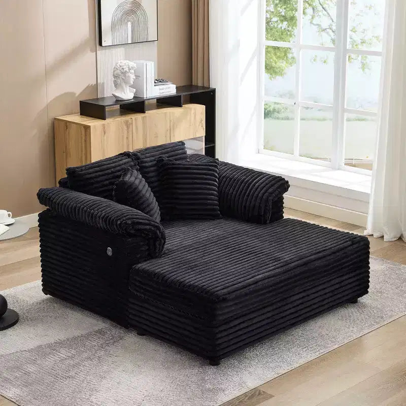 Sedia a Sdraio Oversize da Interno, Comodo Divano Lounge in Velluto a Coste, Cuscini Decorativi, Braccioli di Supporto, per Soggiorno, Sala Cinema, Camera da Letto