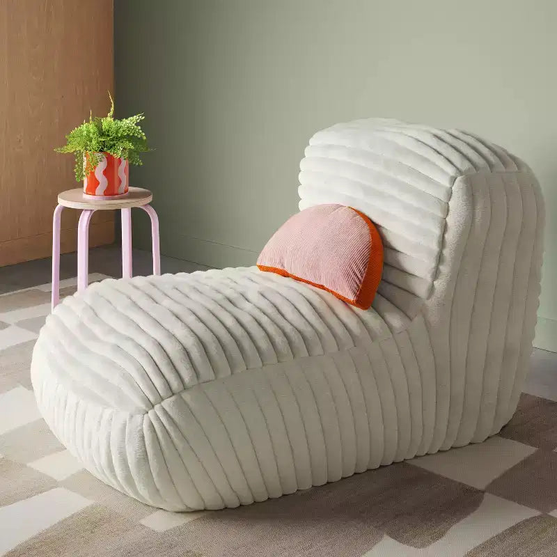Poltrona Dorm Sacco Imbottita in Memory Foam con Rivestimento in Velluto a Coste e Schienale Alto Strutturato Crema - Room Essentials™