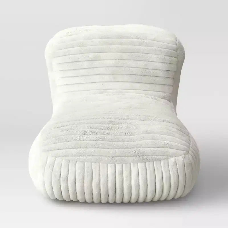 Poltrona Dorm Sacco Imbottita in Memory Foam con Rivestimento in Velluto a Coste e Schienale Alto Strutturato Crema - Room Essentials™