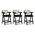 29.5 Modern Resin Webbing Back Bar Stool with Arms, Set of 3