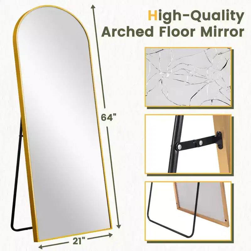 Specchio Moderno a Figura Intera con Cornice in Lega di Alluminio, Grande Specchio da Parete