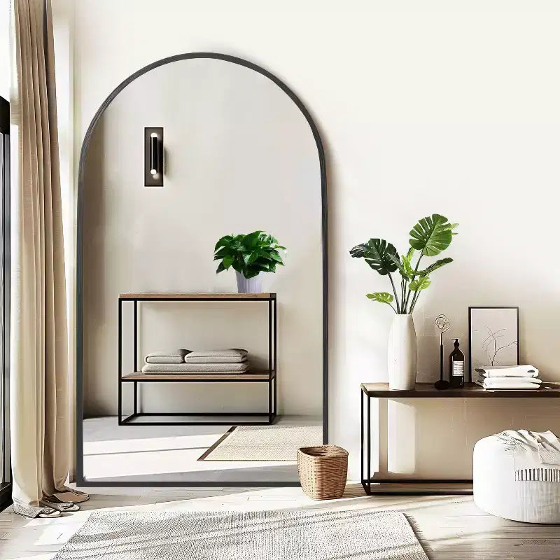 Specchio Moderno a Figura Intera con Cornice in Lega di Alluminio, Grande Specchio da Parete