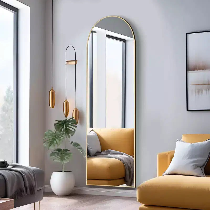 Specchio Moderno a Figura Intera con Cornice in Lega di Alluminio, Grande Specchio da Parete