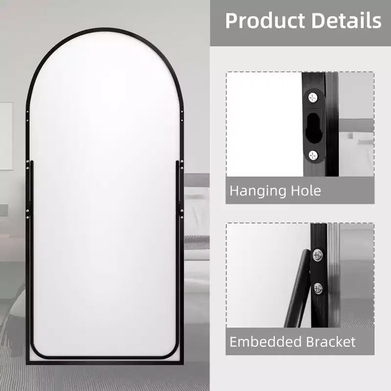 Specchio Moderno a Figura Intera con Cornice in Lega di Alluminio, Grande Specchio da Parete