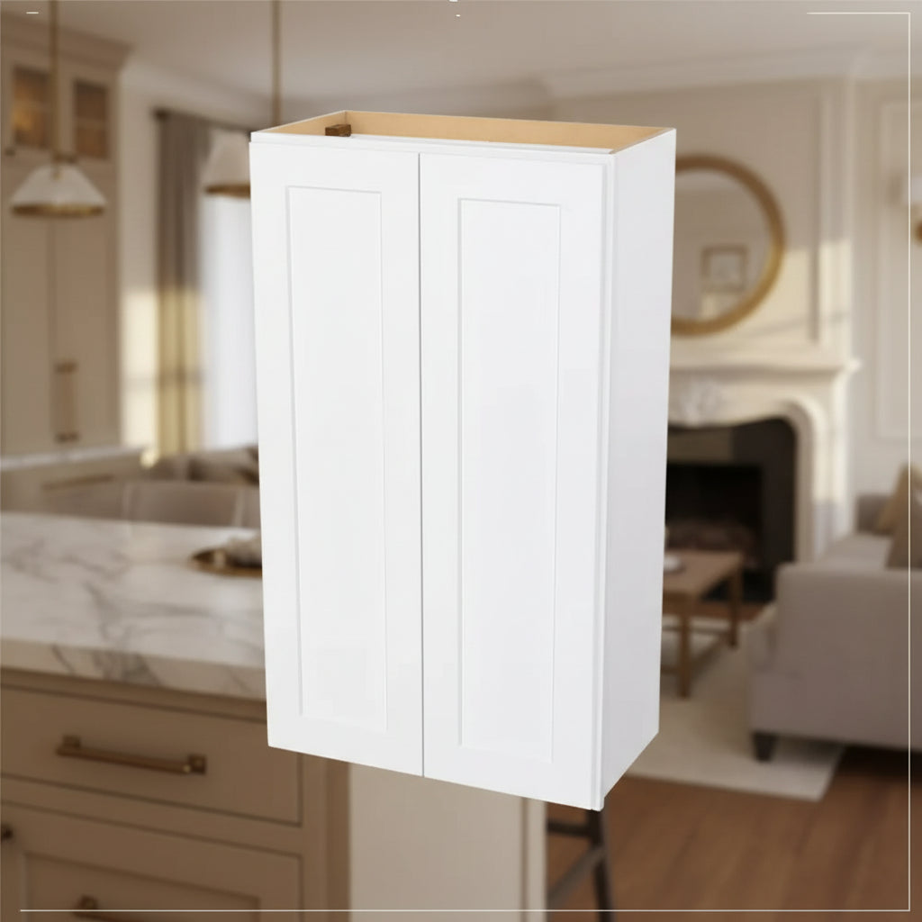 HOMLUX Easy-DIY 12 in D x 42 in H in Shaker White Ready to Assemble Wall Kitchen Cabinet 2 Doors-3 Shelves