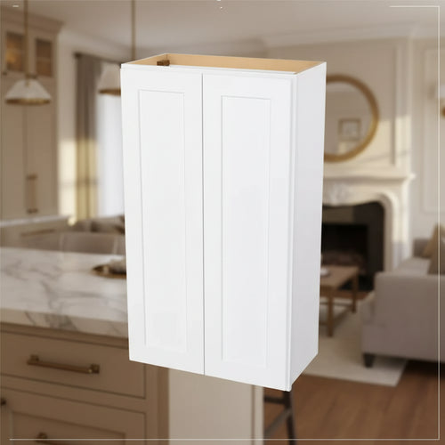 HOMLUX Easy-DIY 12 in D x 42 in H in Shaker White Ready to Assemble Wall Kitchen Cabinet 2 Doors-3 Shelves
