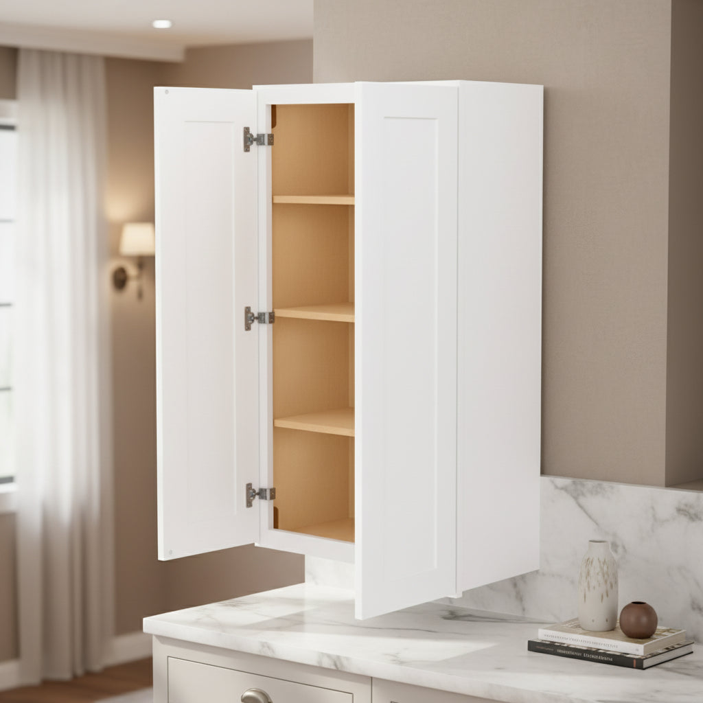 Pensile da cucina Shaker White da assemblare, 30 cm P x 107 cm A, 2 ante - 3 ripiani