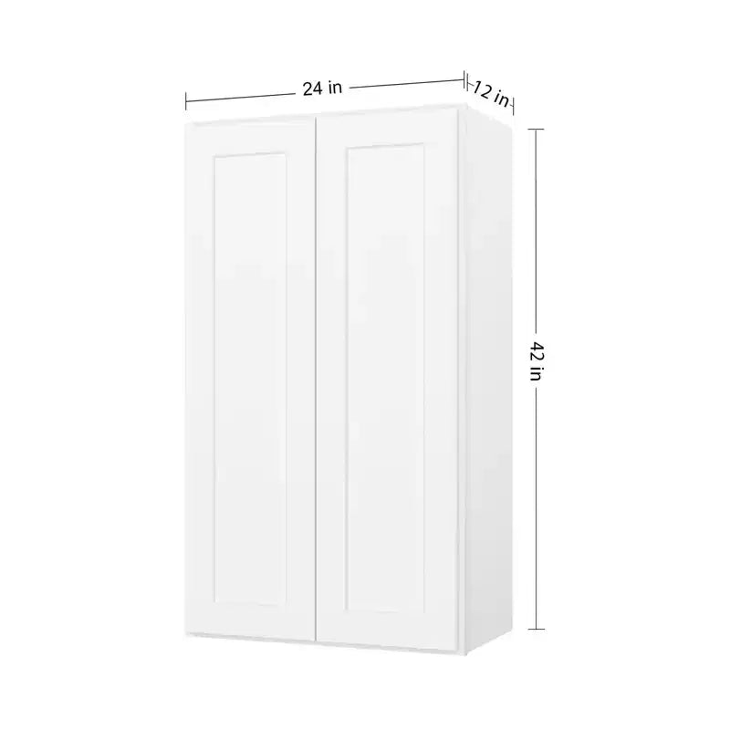 Pensile da cucina Shaker White da assemblare, 30 cm P x 107 cm A, 2 ante - 3 ripiani