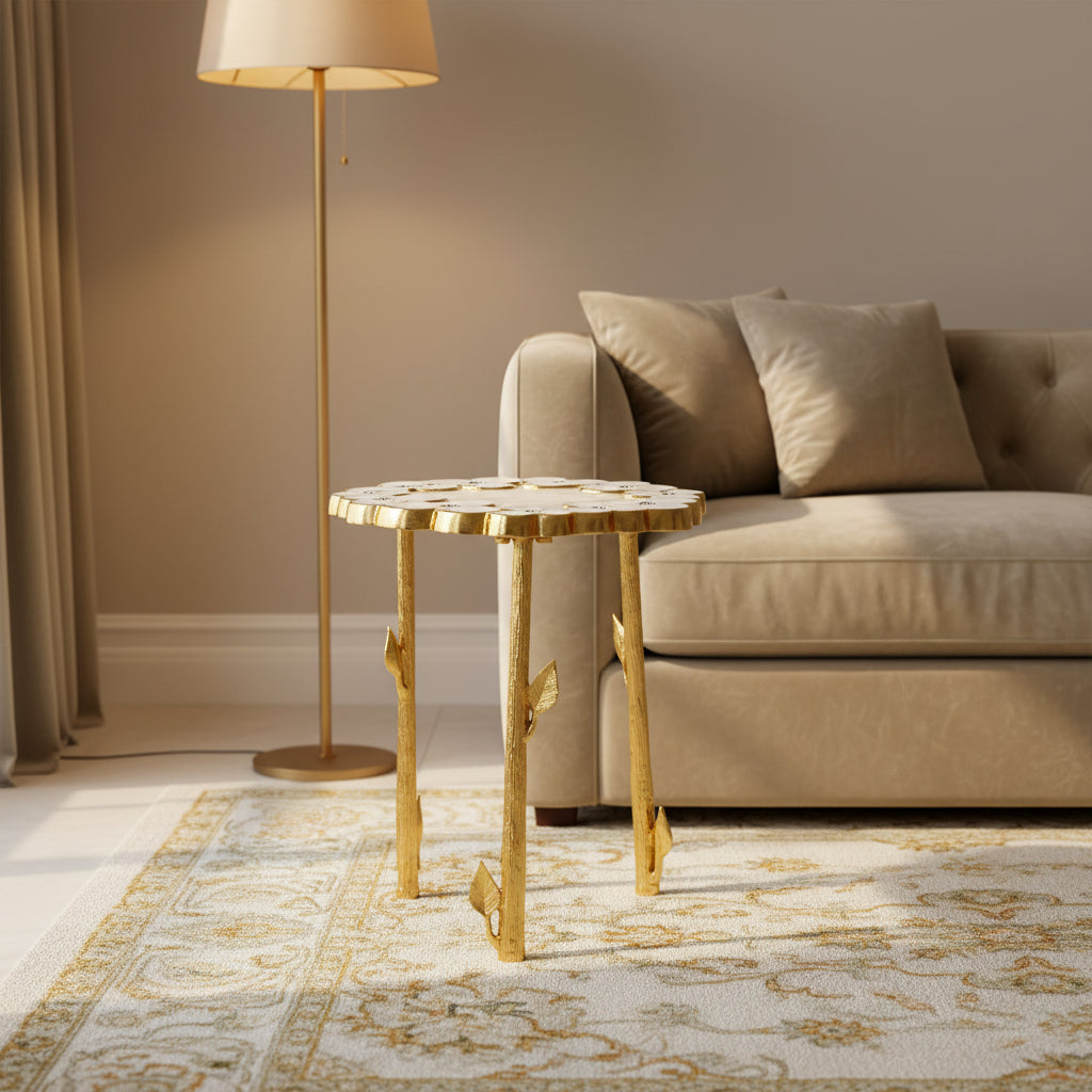 Florance Accent Table - FOX5529A - Gold/White - Safavieh Couture